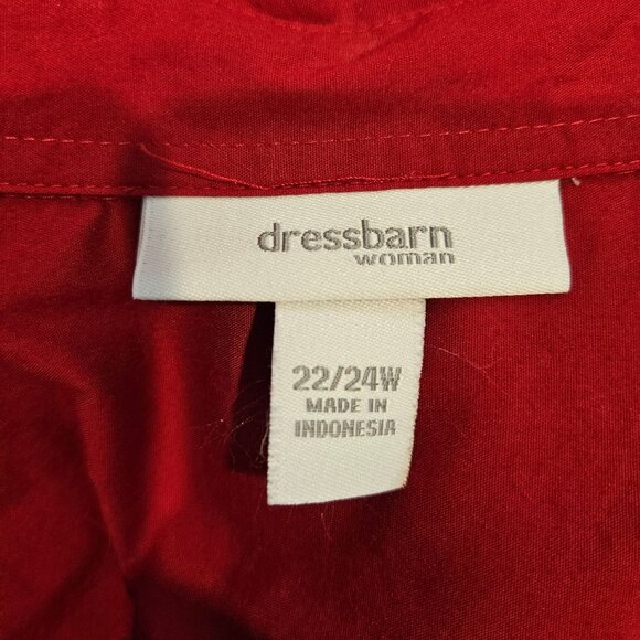 Dressbarn Womens Plus Size Red Button-Up Shirt 22/24W career office Bold Red - Picture 3 of 13